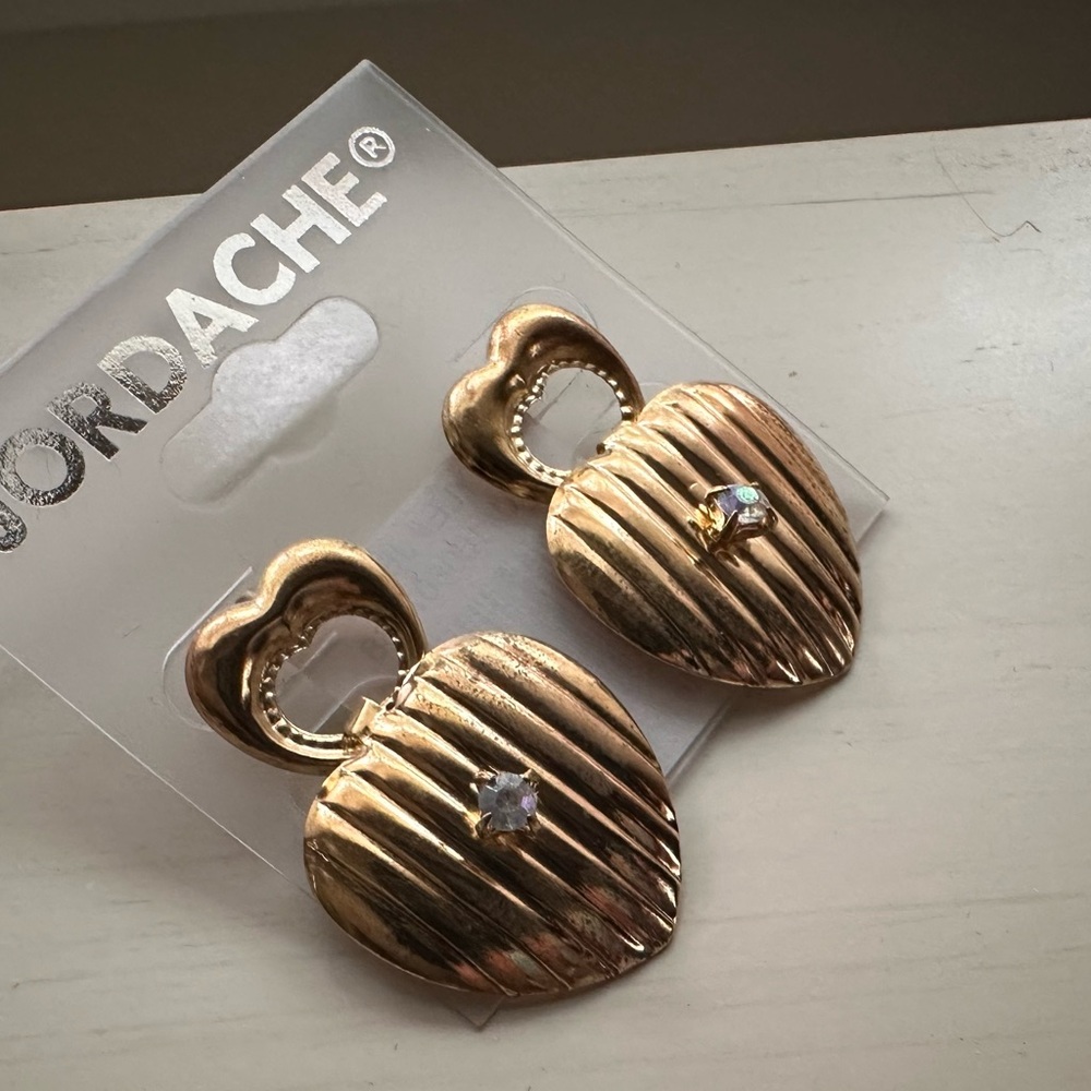Jordache vintage Gold Heart-Shaped Earrings